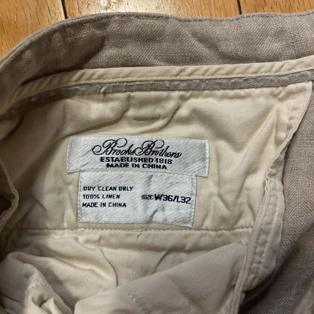 Brooks Brothers 100% Linen Pants Men 36x29 Gray Pleated Cuffed Ivy Trad Prep